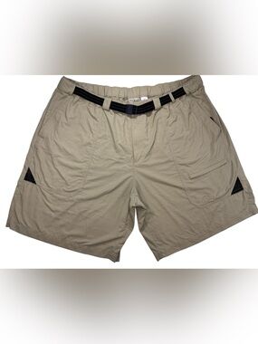 L.L.Bean XXL Khaki Nylon Outdoor Hiking Shorts Belted Fishing Utility